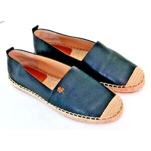 Ralph Lauren Cameryn Shoes Womens 7 Espadrille Flat Leather Black Casual